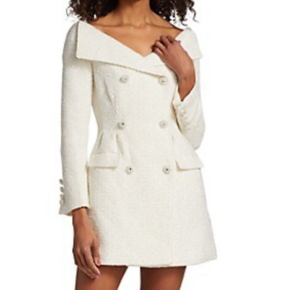 Self-Portrait Boucle Mini Dress Cream size 0